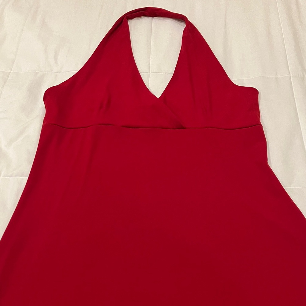 Elegant One-Shoulder Red Halter Dress
